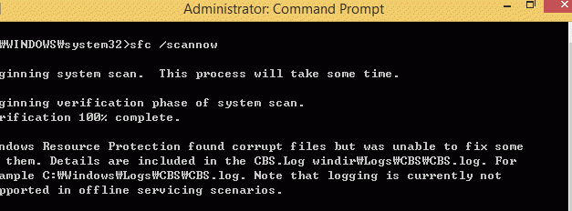 윈도우 8 문제 해결 : Windows Resource Protection found corrupt files but was unable to fix